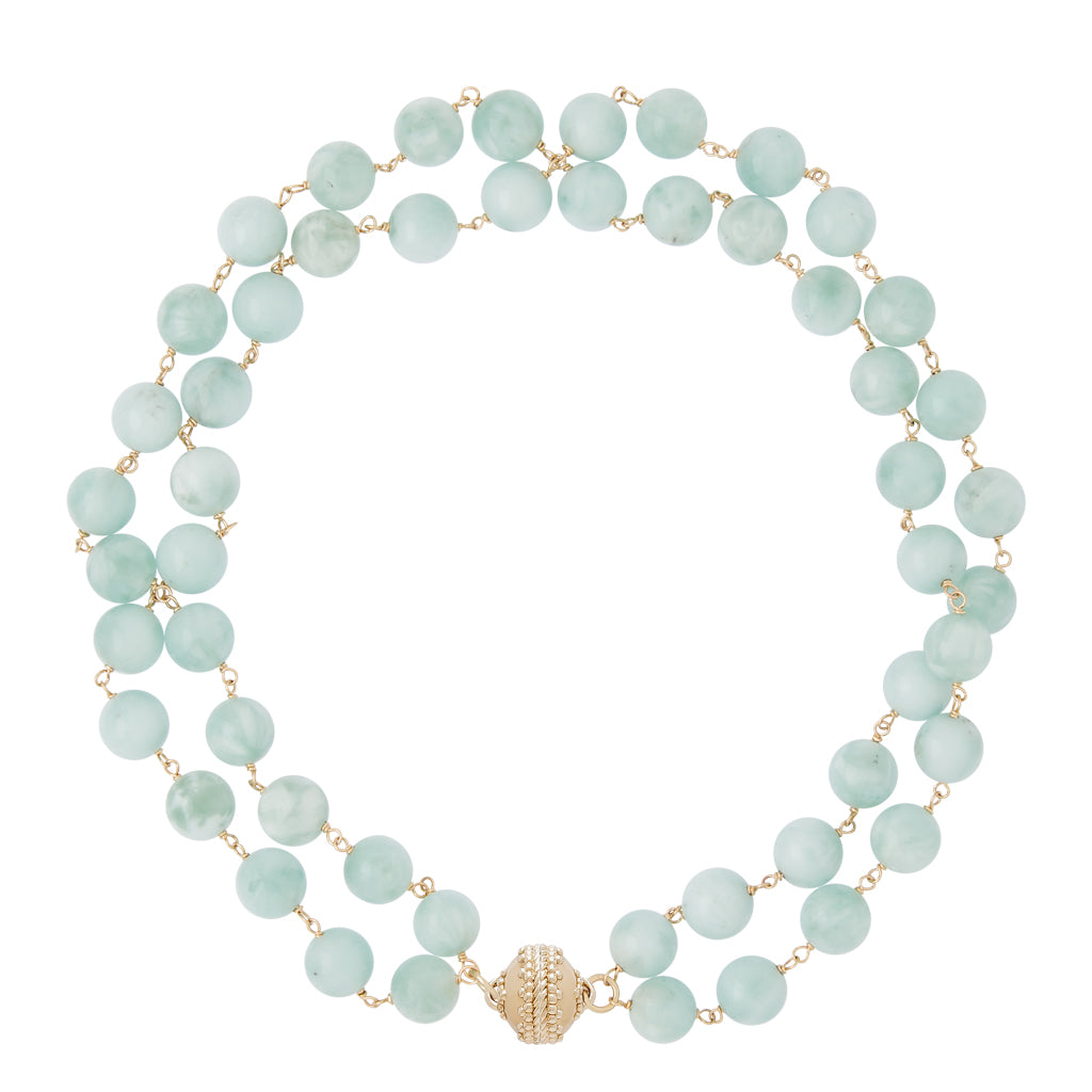 Caspian Victoire Celadon Jade 10mm Double Strand Necklace