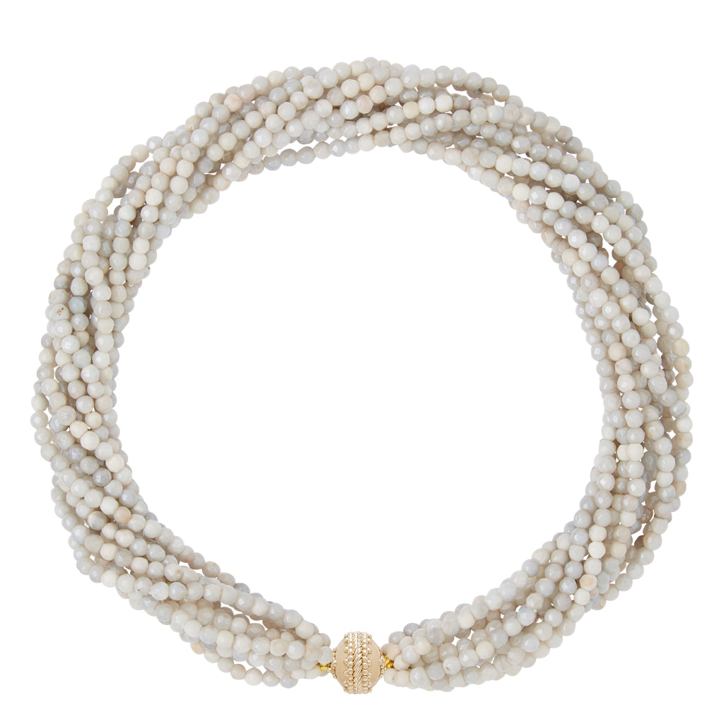Victoire Gray Agate 4mm Multi-Strand Necklace
