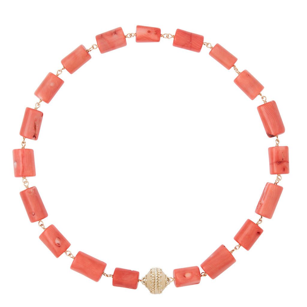 Caspian Small Coral Tube Necklace