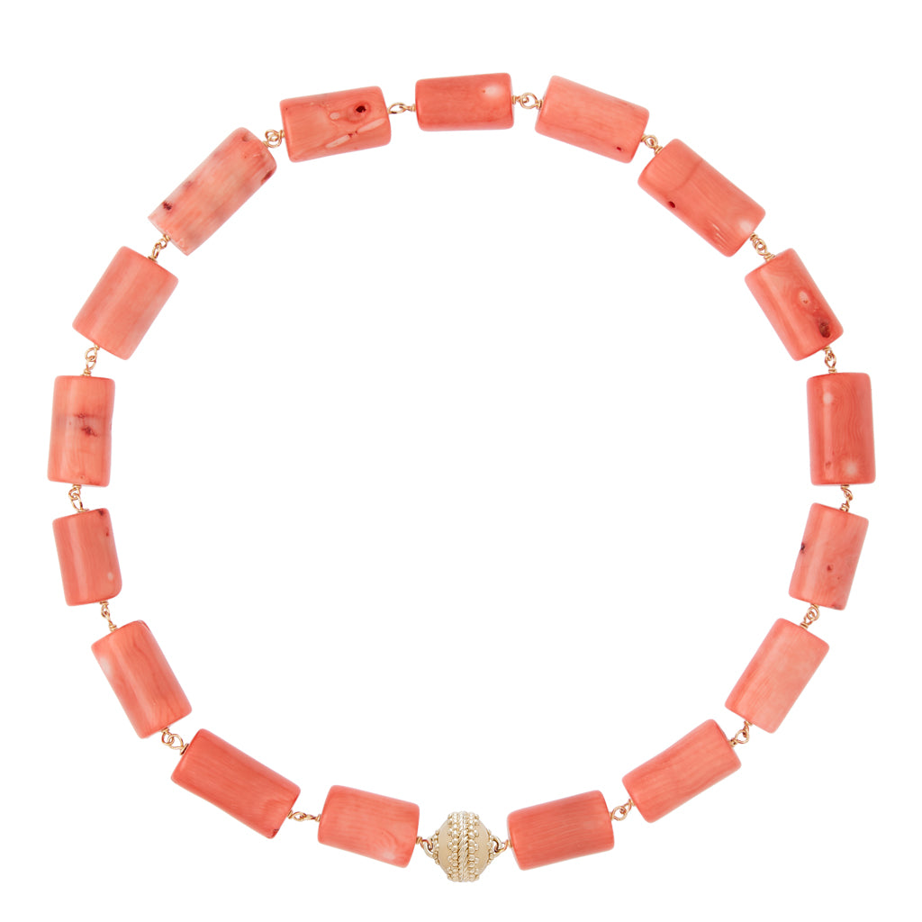 Caspian Large Coral Tube Necklace