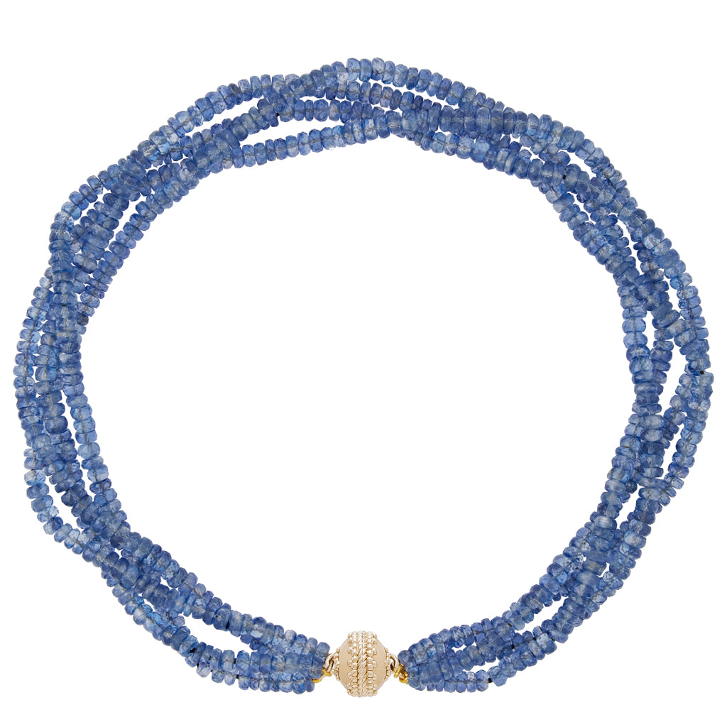 Kyanite Blue Faceted Rondelle 4 Strand Necklace