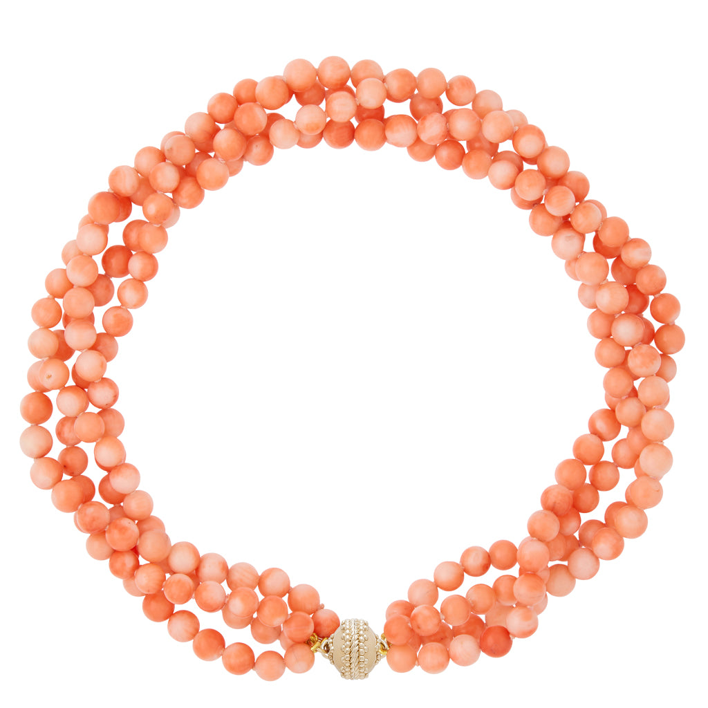 Victoire Dyed Peach Coral 8mm Multi-Strand Necklace