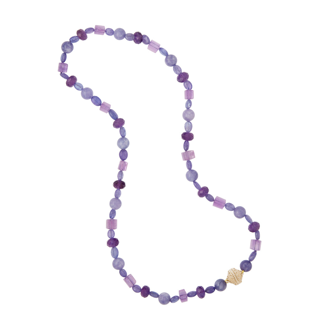 Tanzanite, Amethyst, and Lepidolite Necklace