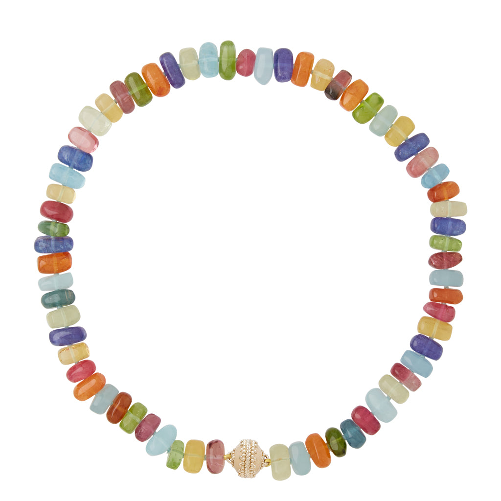 18K Candy Aquamarine, Iolite, and Peridot Necklace