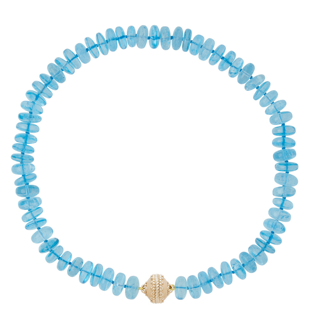 Cerulean Dyed Quartz Rondelle Necklace