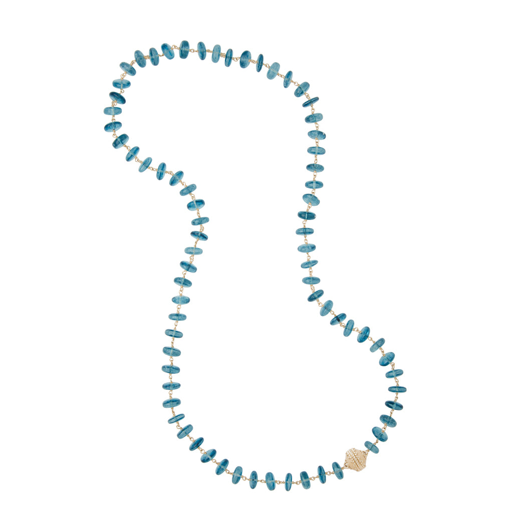 Caspian Mystic Blue Dyed Quartz Rondelle Necklace