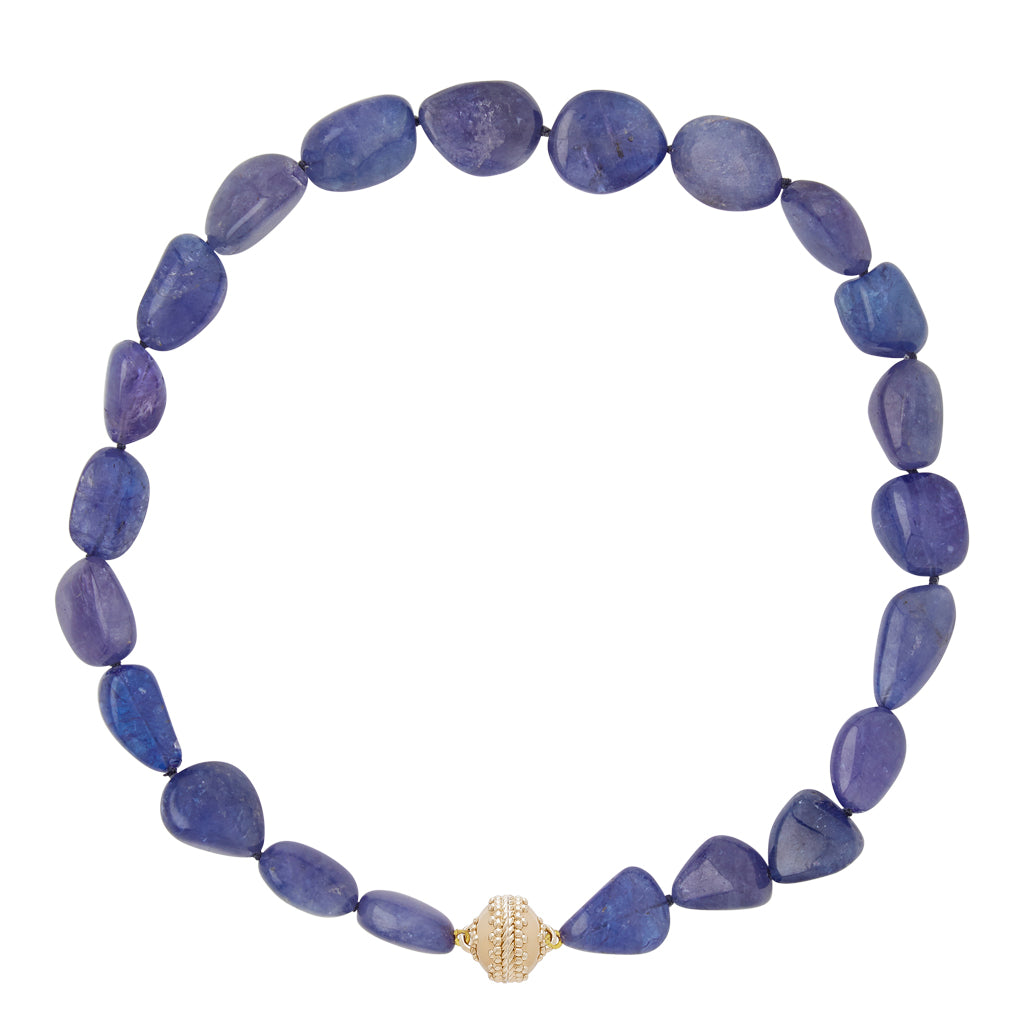 Large Tanzanite Tumbled Nugget Necklace