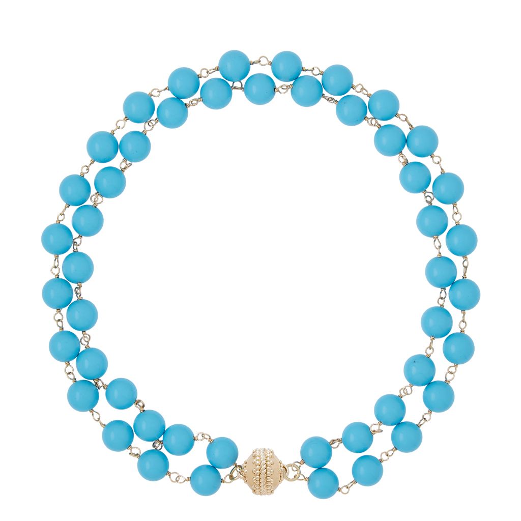 Caspian Victoire Reconstituted Cerulean Turquoise 10mm Double Strand Necklace