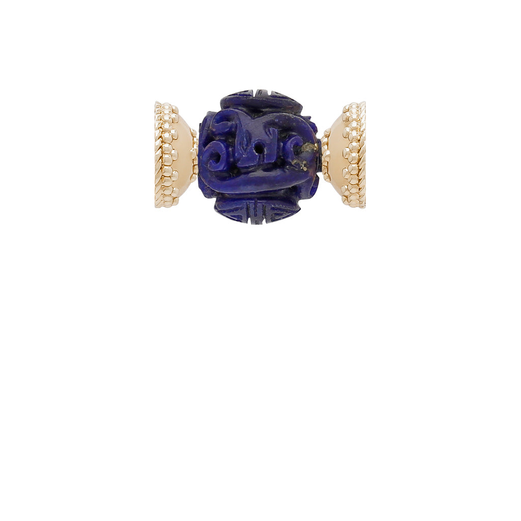 Asian Carved Round Lapis 18mm Centerpiece
