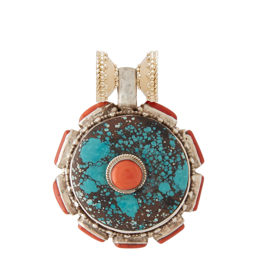 Tibetan Treasures Turquoise & Red Coral Centerpiece