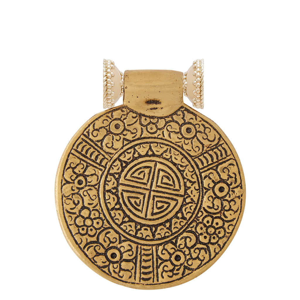 Tibetan Treasures Brass Floral Medallion