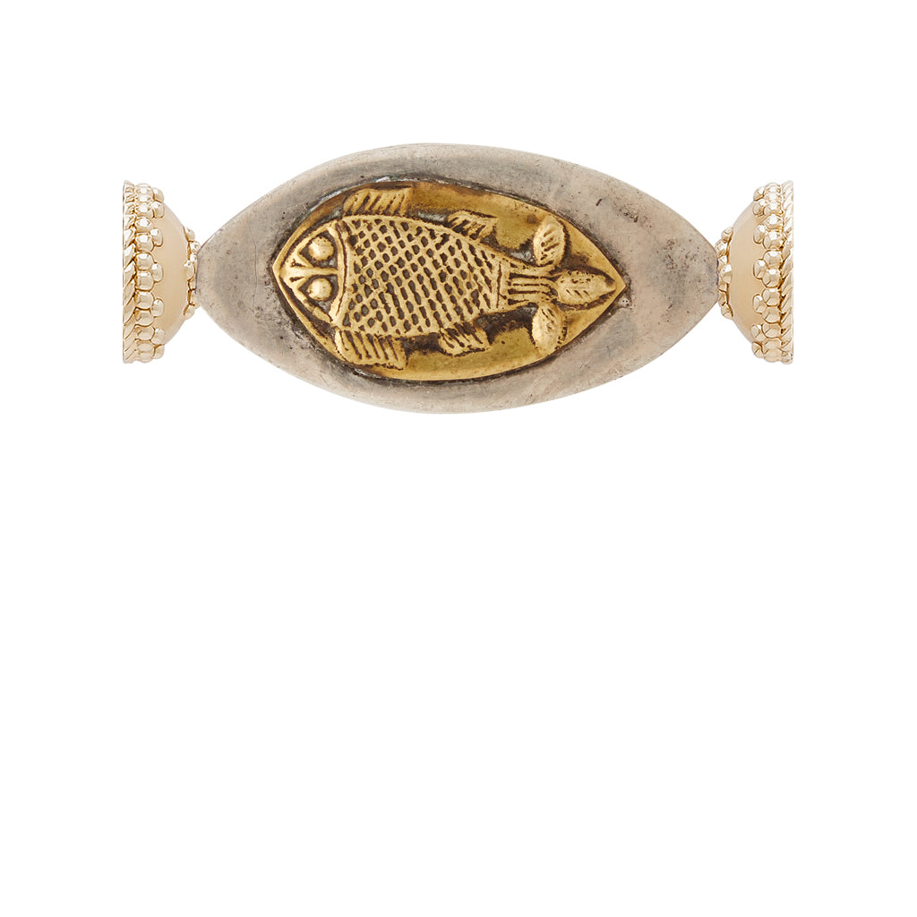 Tibetan Treasure Sterling Silver & Brass Fish Centerpiece