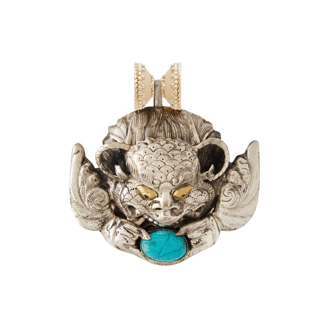Tibetan Treasure Dragon Turquoise Centerpiece