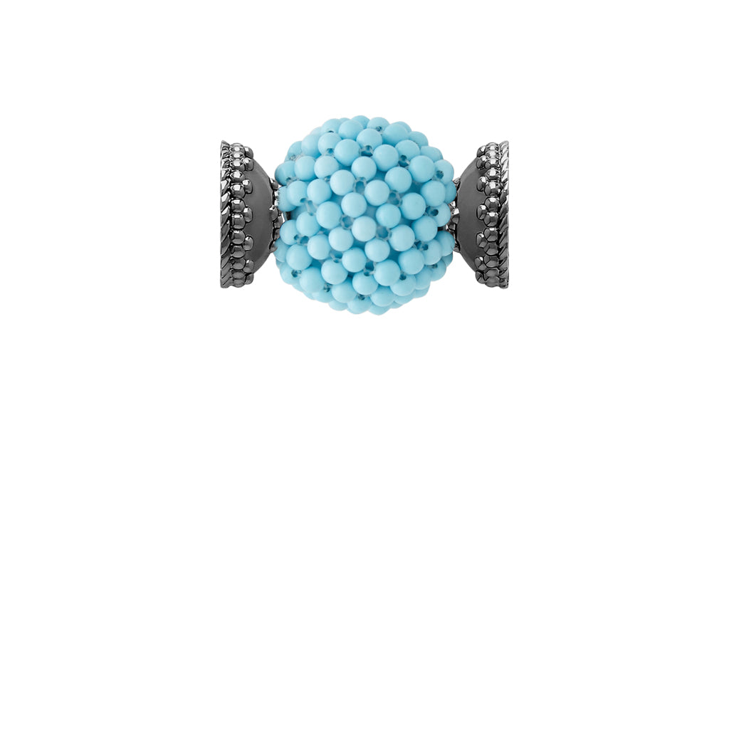 Caviar Turquoise Glass Bead Gunmetal Centerpiece