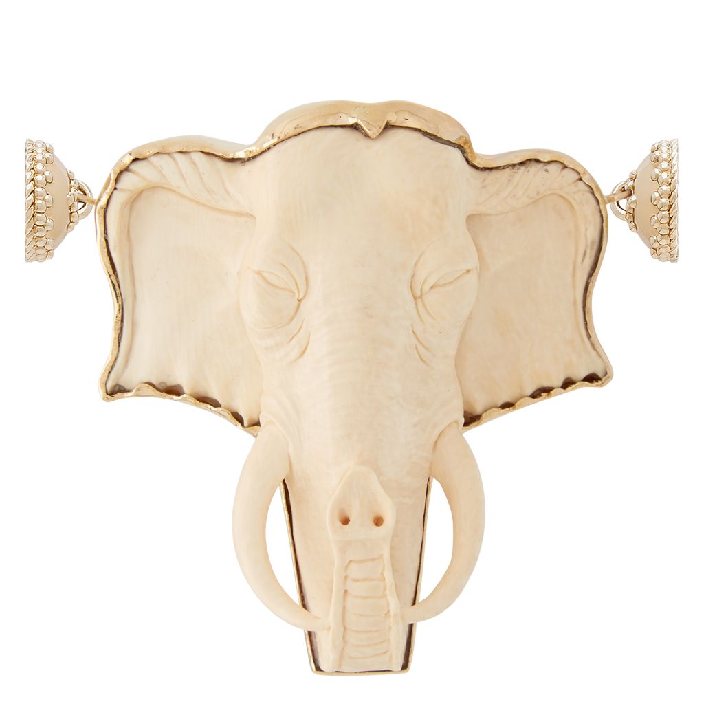 Carved Mammoth Tusk Elephant Centerpiece