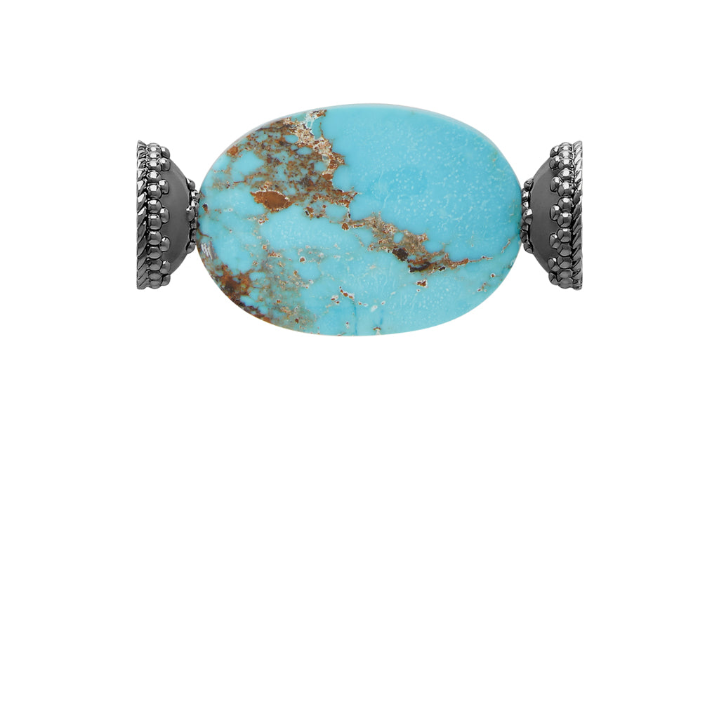 Tumbled Turquoise Slice Gunmetal Centerpiece