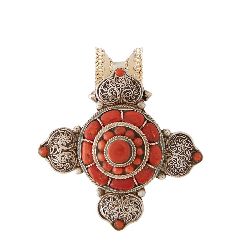 Tibetan Treasure Filgree Cross Centerpiece