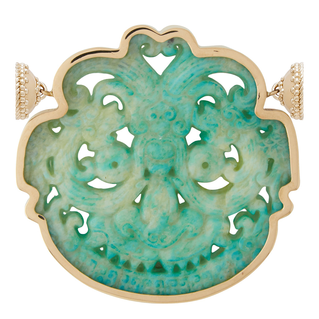 Large Green Carved Dargon Centerpiece
