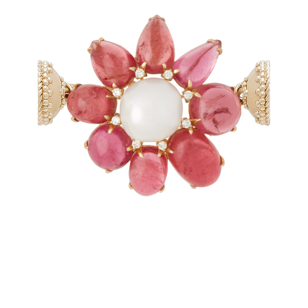Candy Pink Tourmaline and Pearl Flower Centerpiece