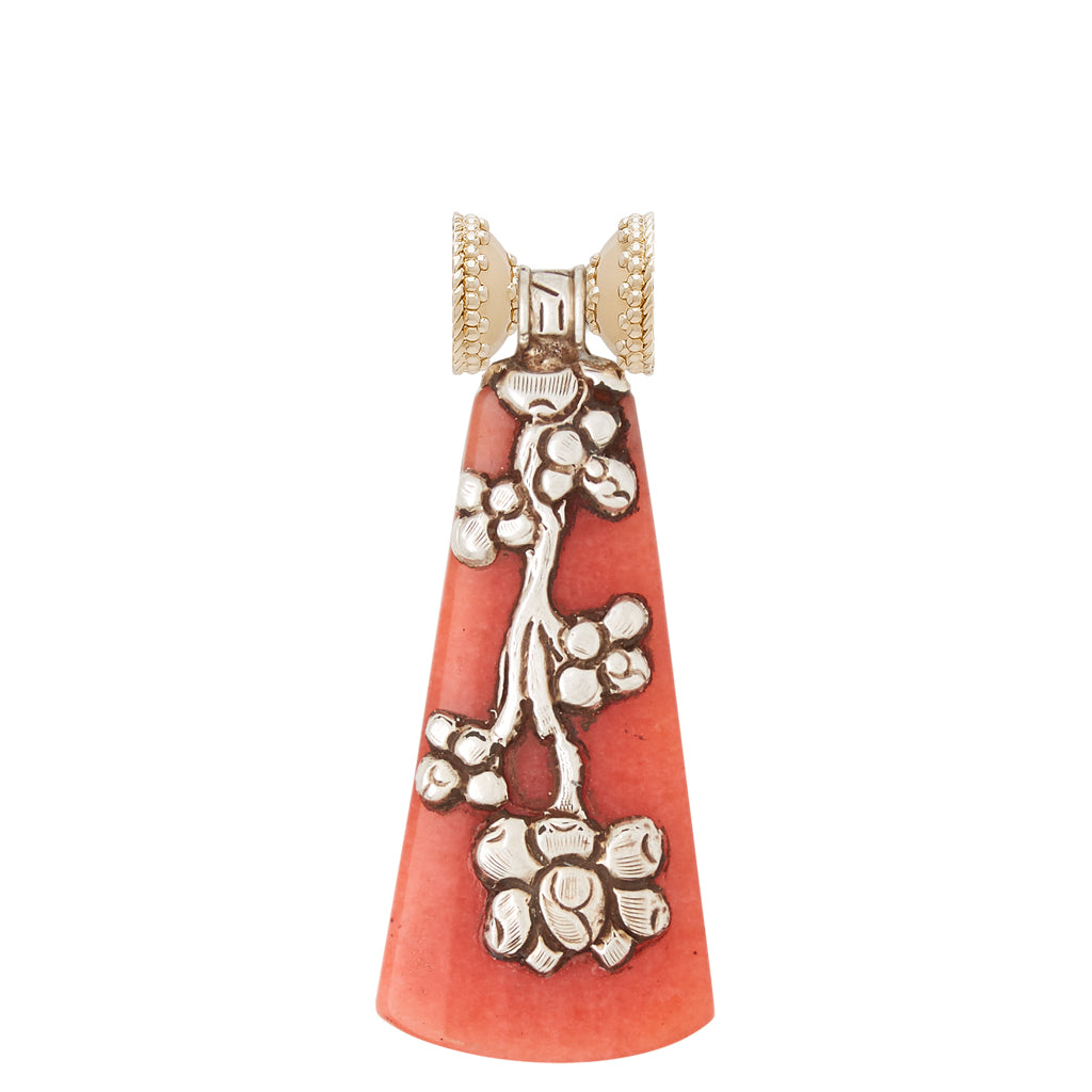 Tibetan Treasure Dyed Coral Flower Centerpiece