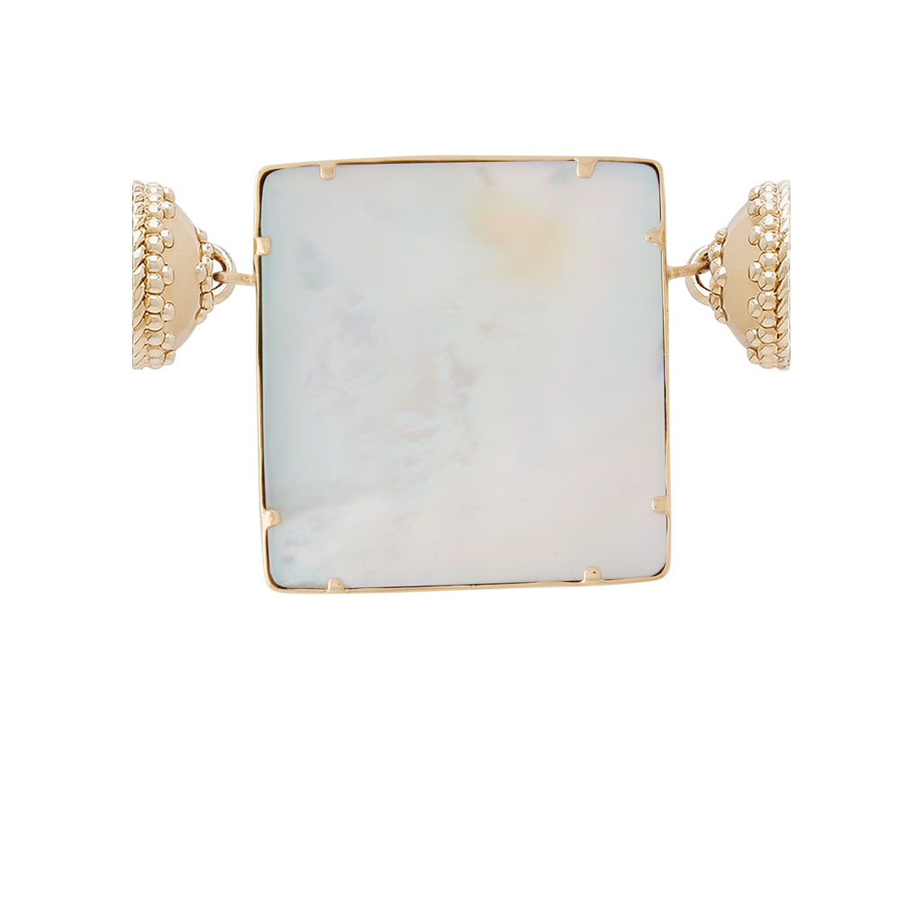 Blue Fossil Opal Square Cabochon Centerpiece