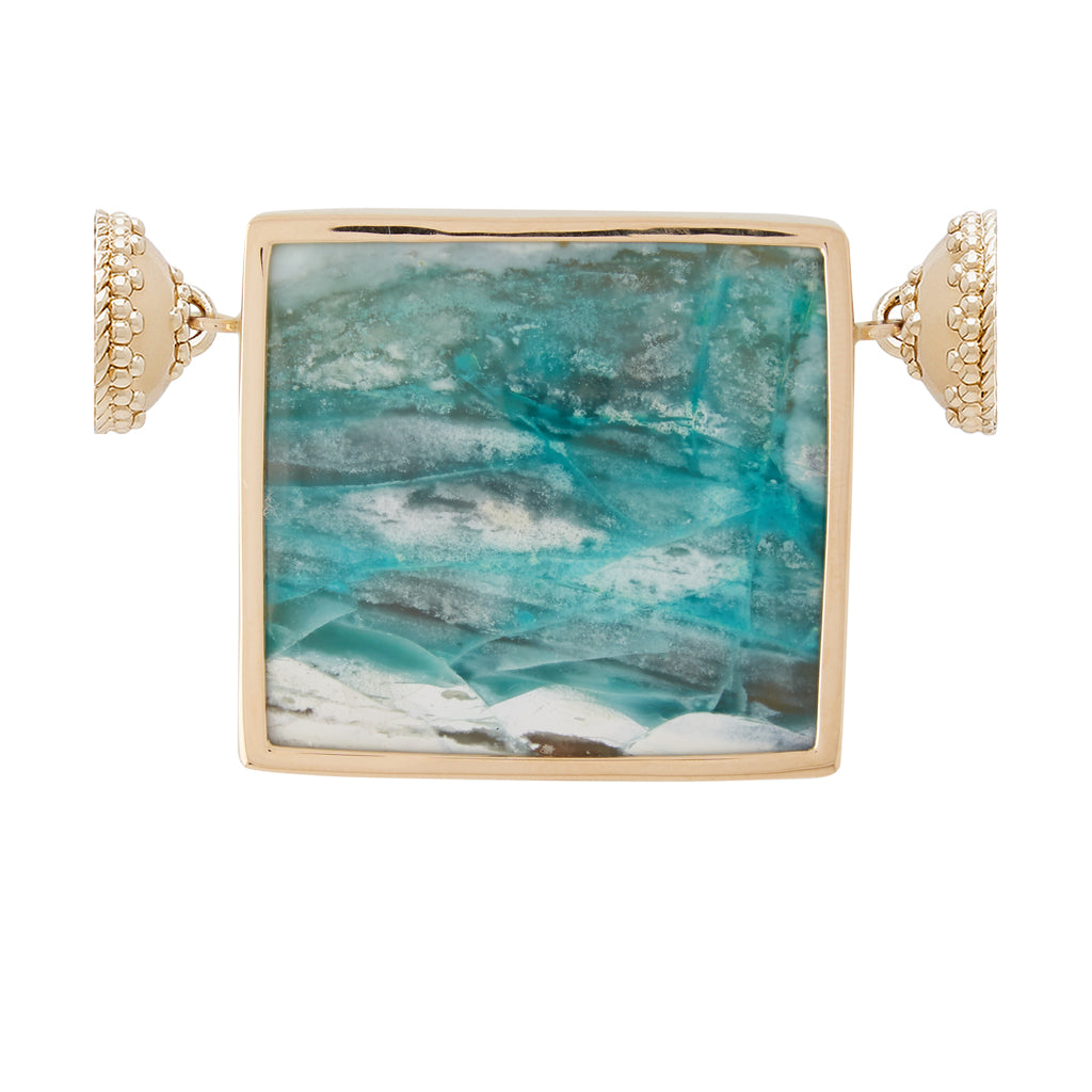 Blue Fossil Opal Rectangle Cabochon Centerpiece