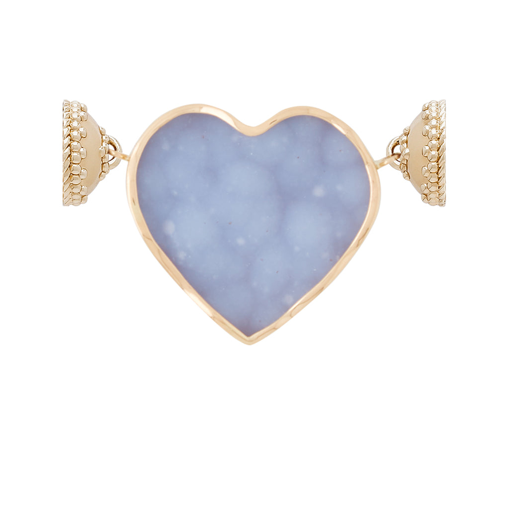 Blue Chalcedony Druzy Heart Centerpiece