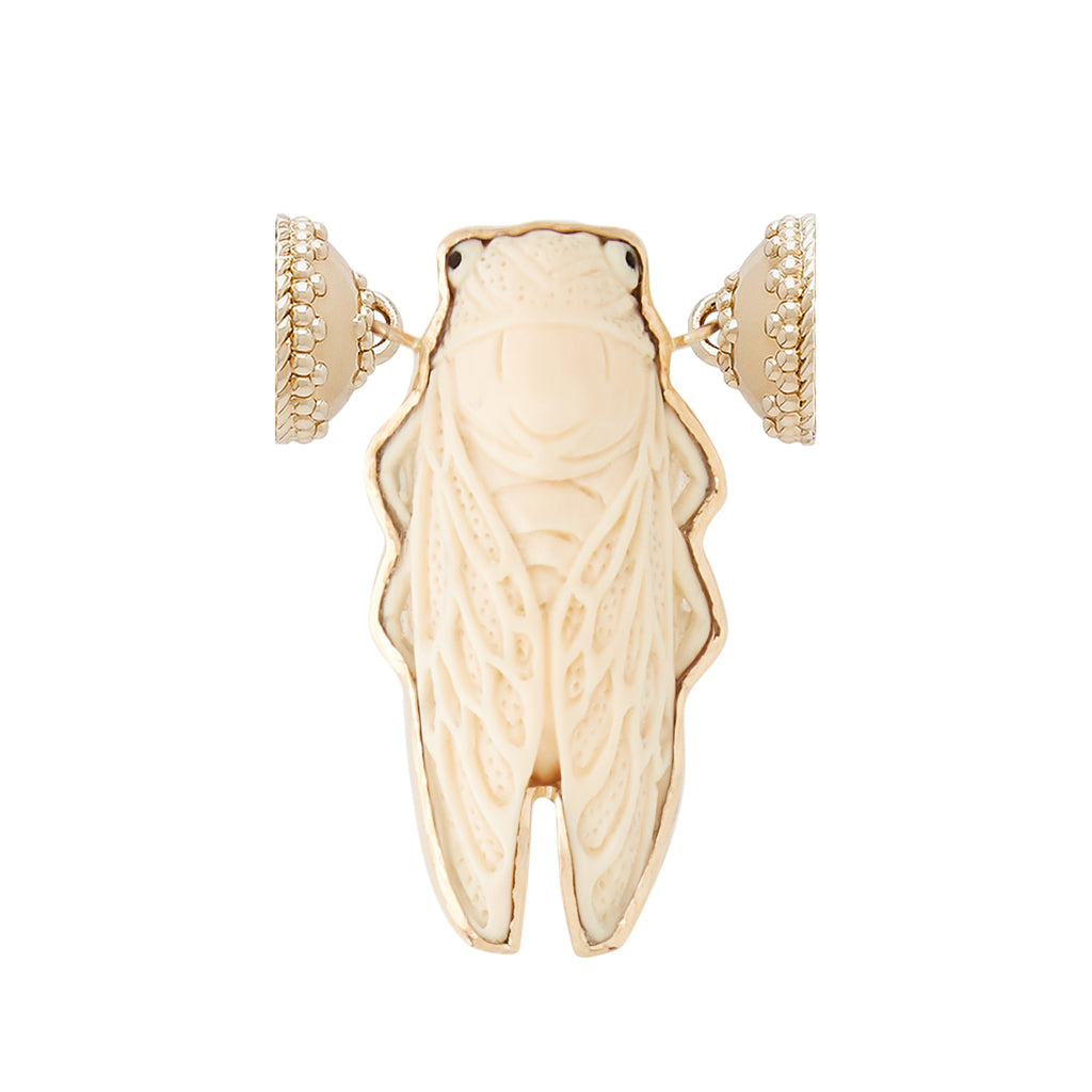 Carved Mammoth Tusk Cicada Centerpiece
