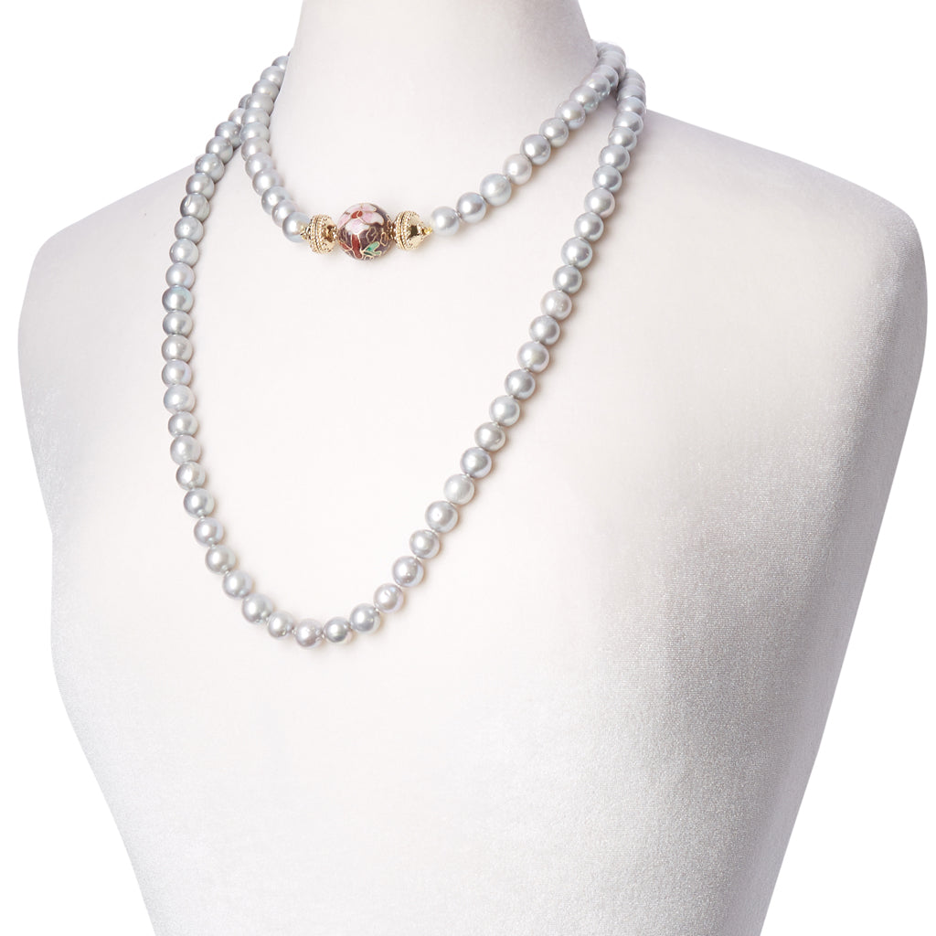 Classic Gray Pearl Opera Necklace