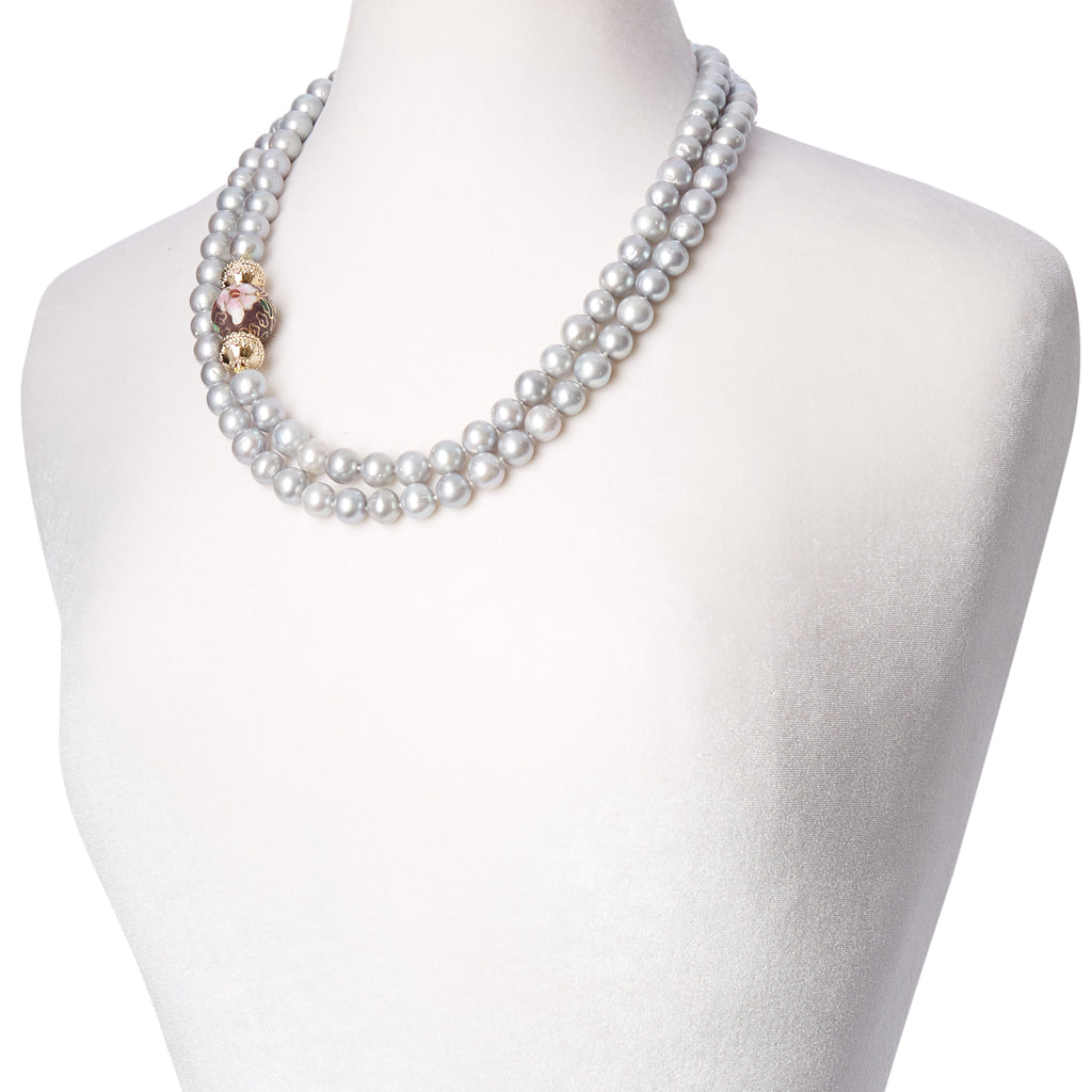 Classic Gray Pearl Opera Necklace