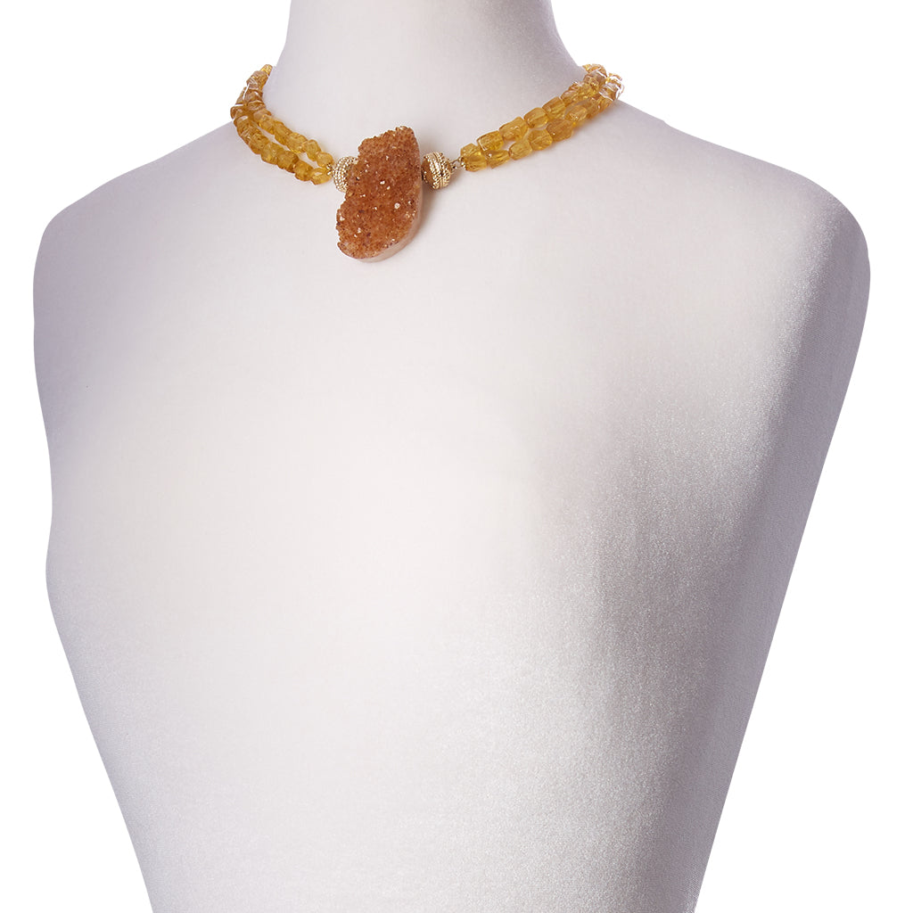 Nancy Yellow Beryl Rough Double Strand Necklace