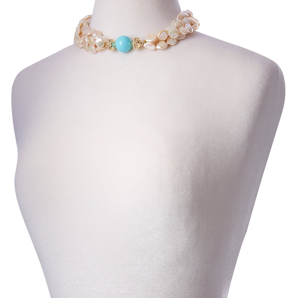 Coin Pearl Multi-Strand Necklace