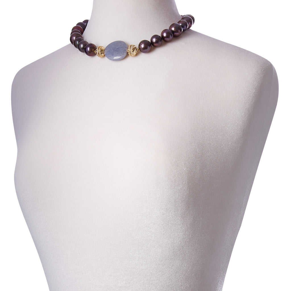 Peacock Pearl 15-16mm Necklace