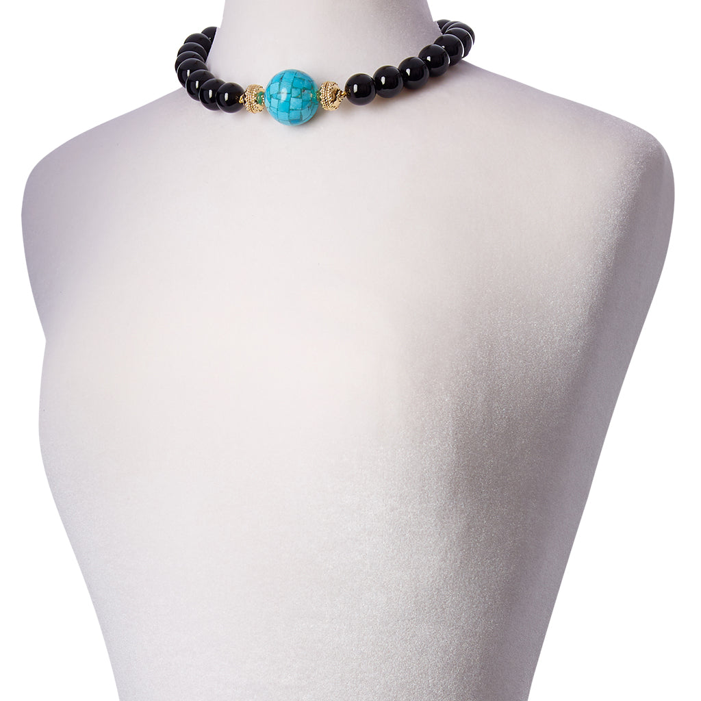 Victoire Black Agate 16mm Necklace