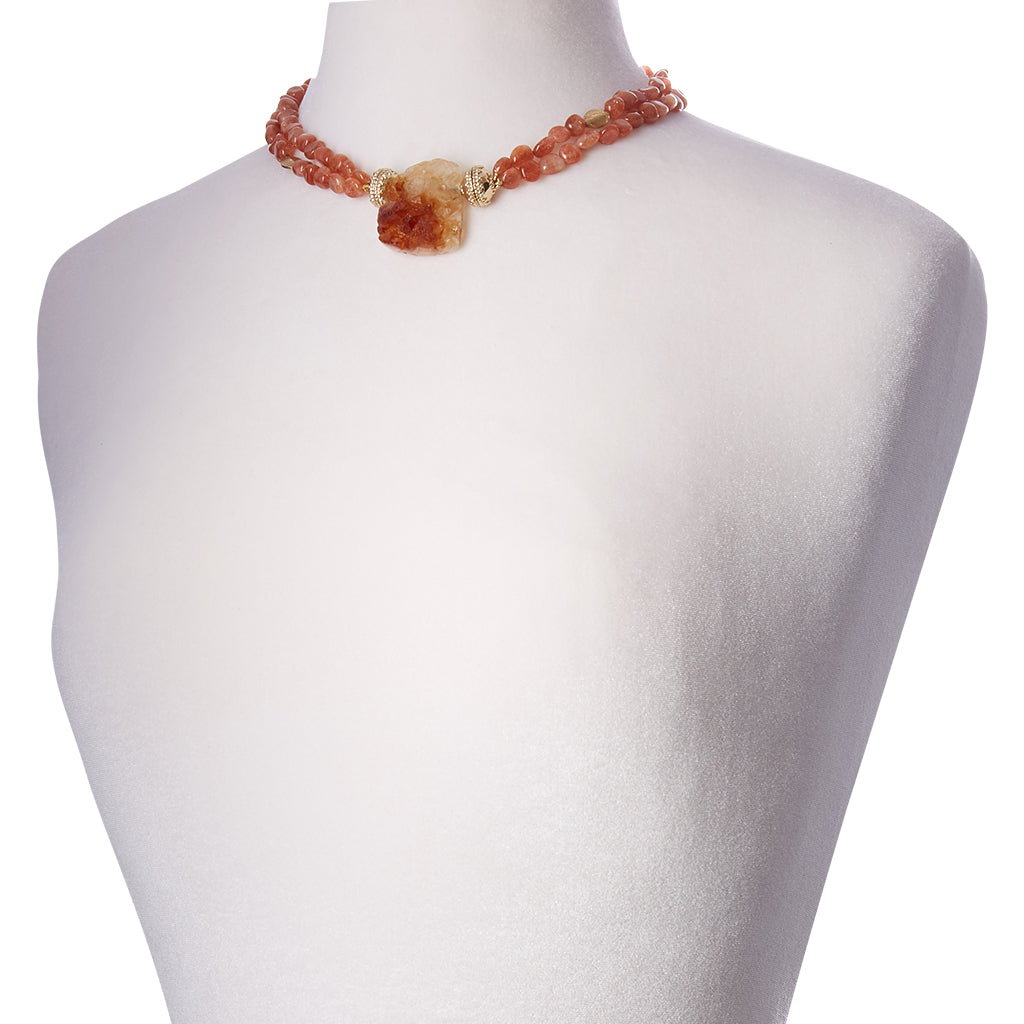 Gold Rush Sunstone Double Strand Necklace