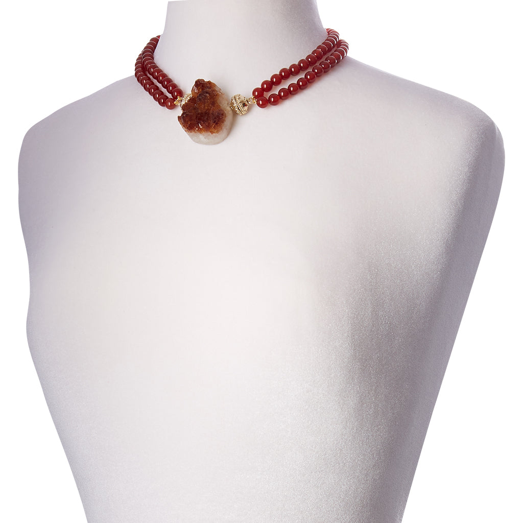 Victoire Red Agate 8mm Double Strand Necklace