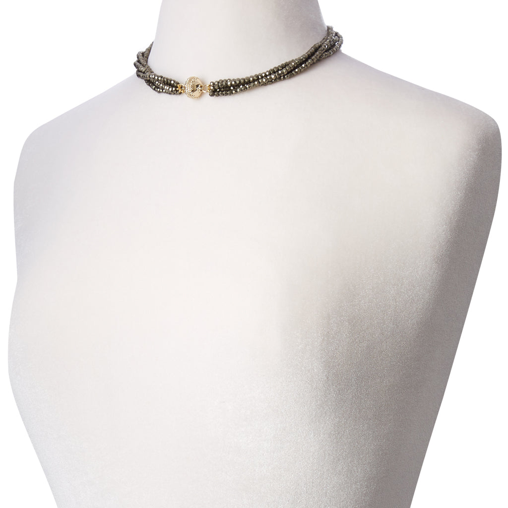 Michel Small Faceted Pyrite Multi-Strand Necklace