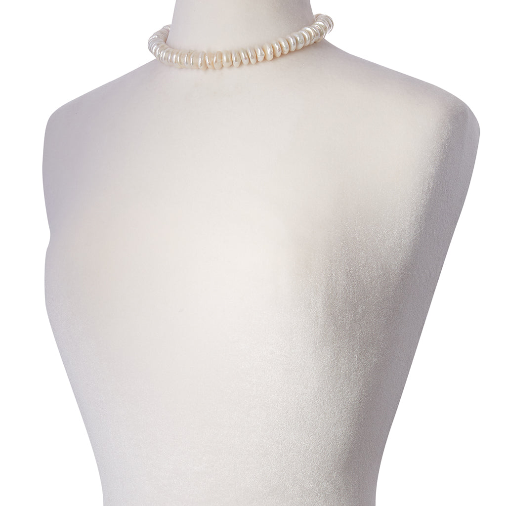 Rondelle Coin Pearl Gunmetal Necklace