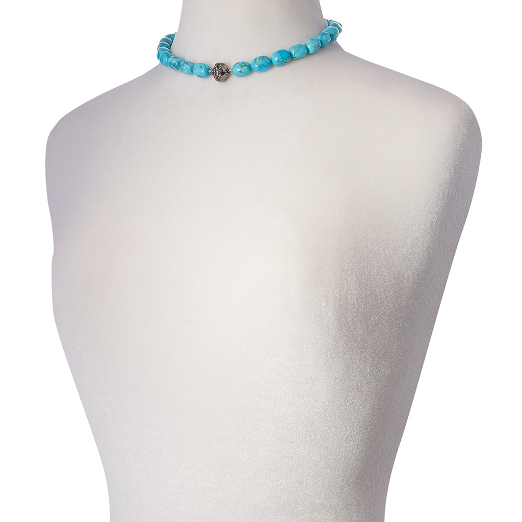 Kingman Turquoise Gunmetal Necklace