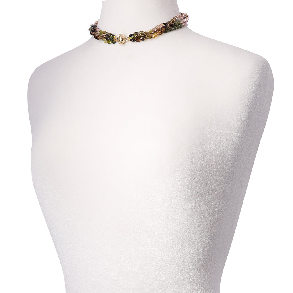 Nancy Watermelon Tourmaline 4 Strand Necklace