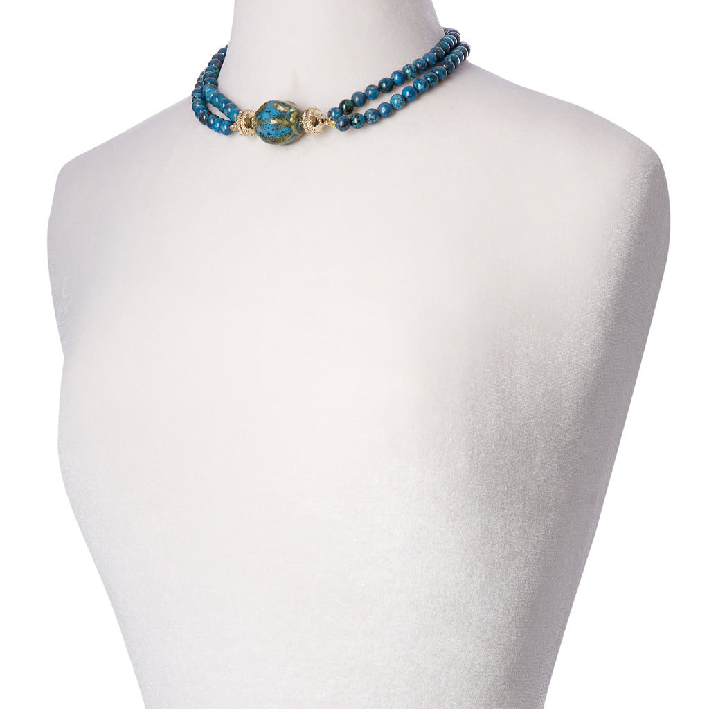 Victoire Chrysocola 8mm Double Strand Necklace