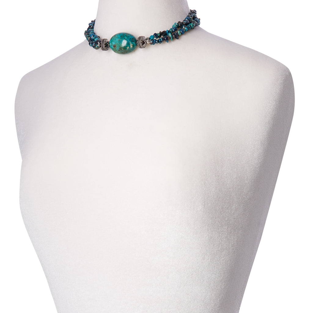 Chrysocolla Chip Double Strand Necklace