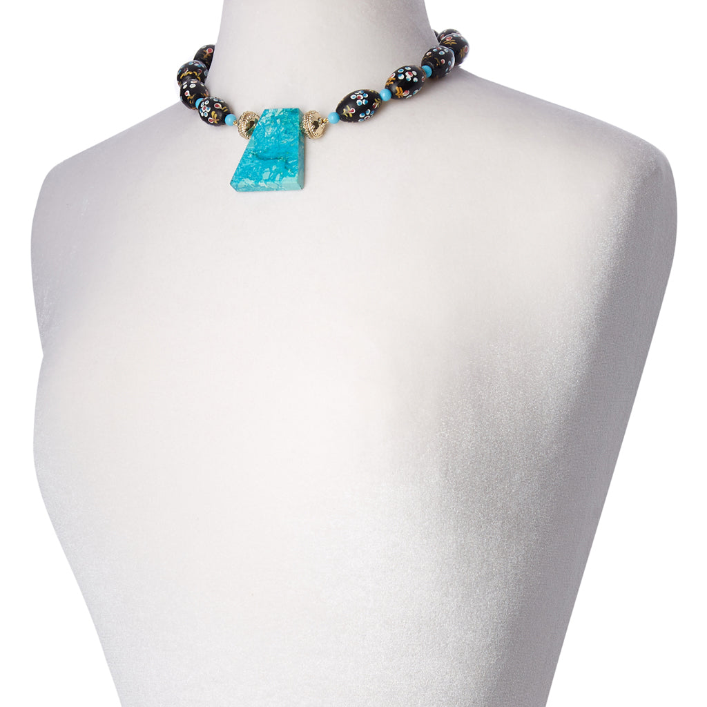 Large Chrysocolla Shield Centerpiece
