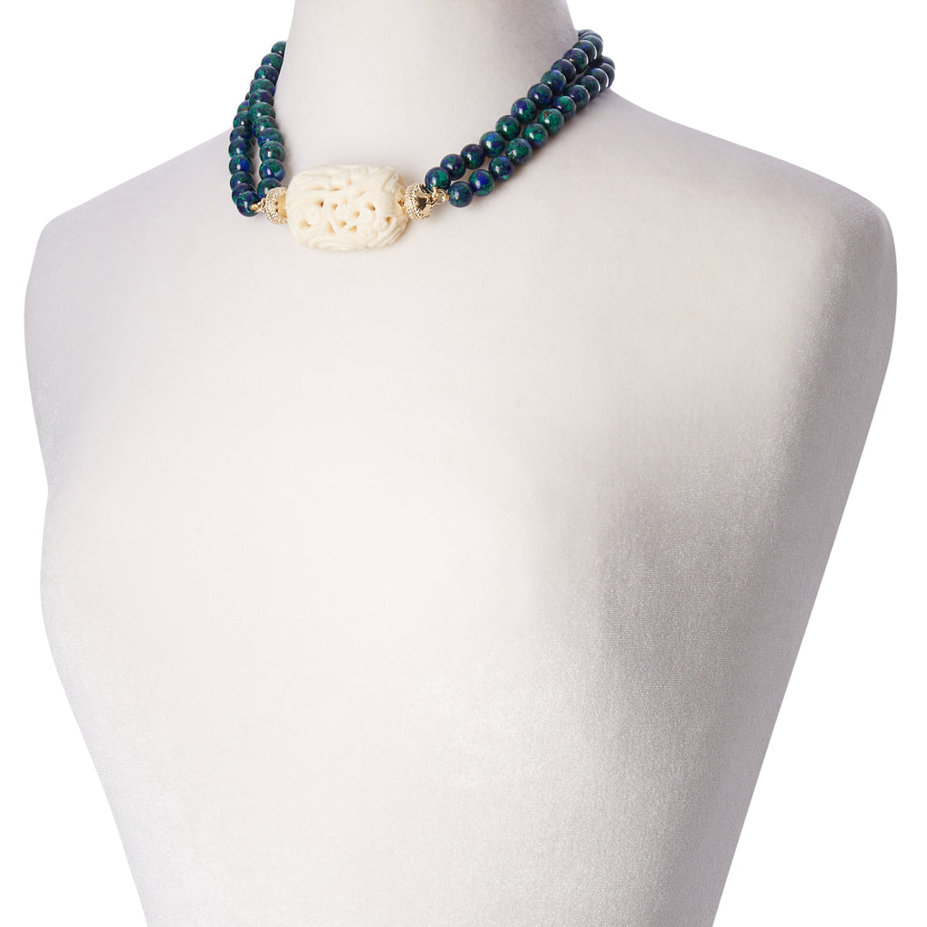 Victoire Azurite 10mm Double Strand Necklace