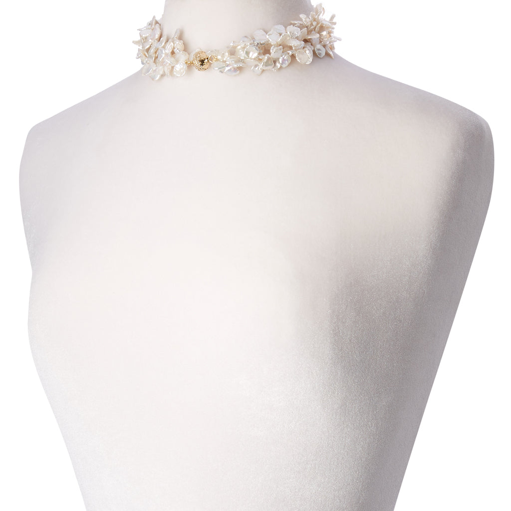 White Keshi Pearl Multi-Strand Necklace