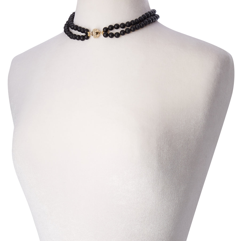 Victoire Black Agate 8mm Double Strand Necklace