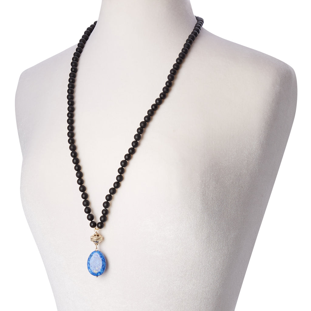 Victoire Black Agate 8mm Double Strand Necklace