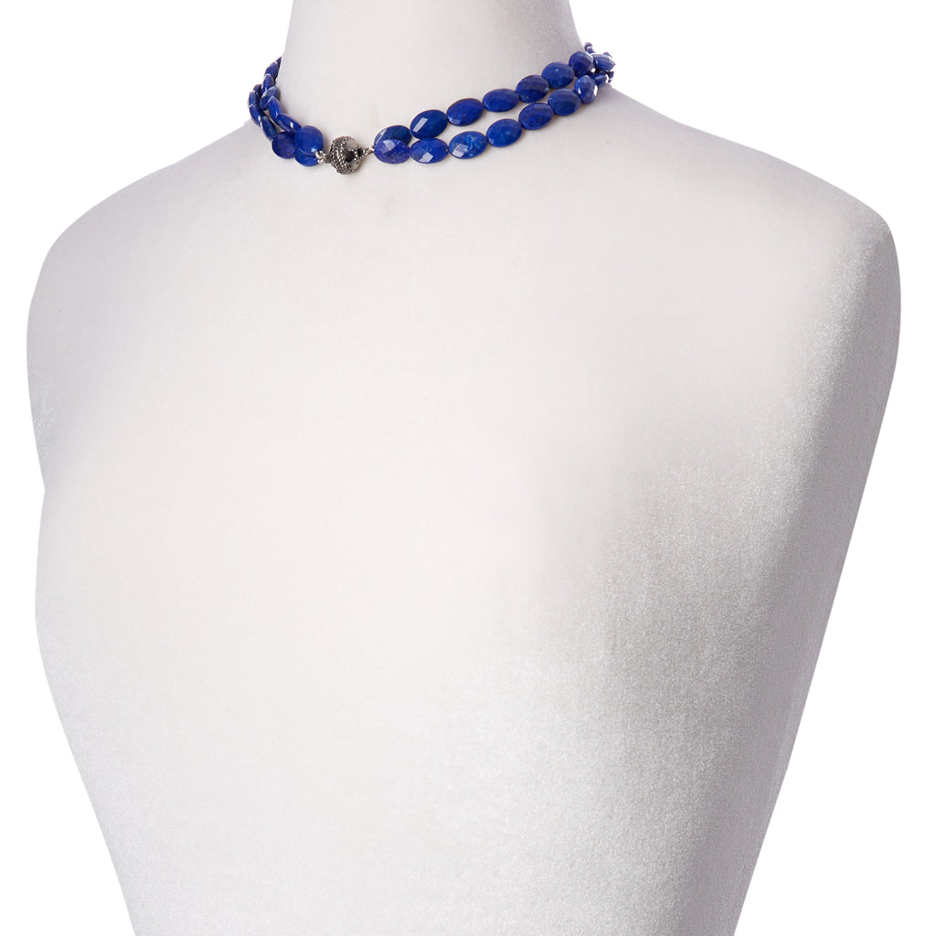 Nancy Lapis Double Strand Gunmetal Necklace