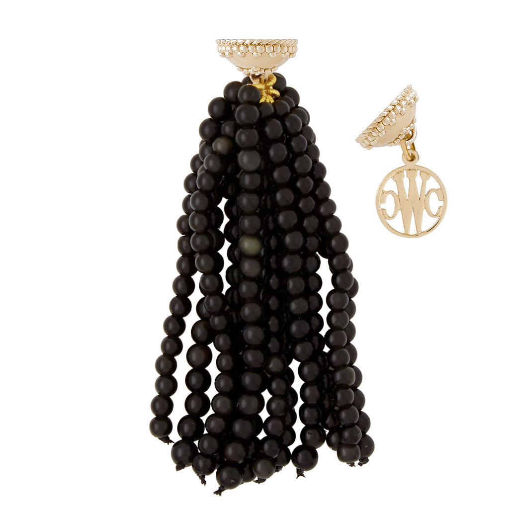 Victoire Black Obsidian 4mm Tassel