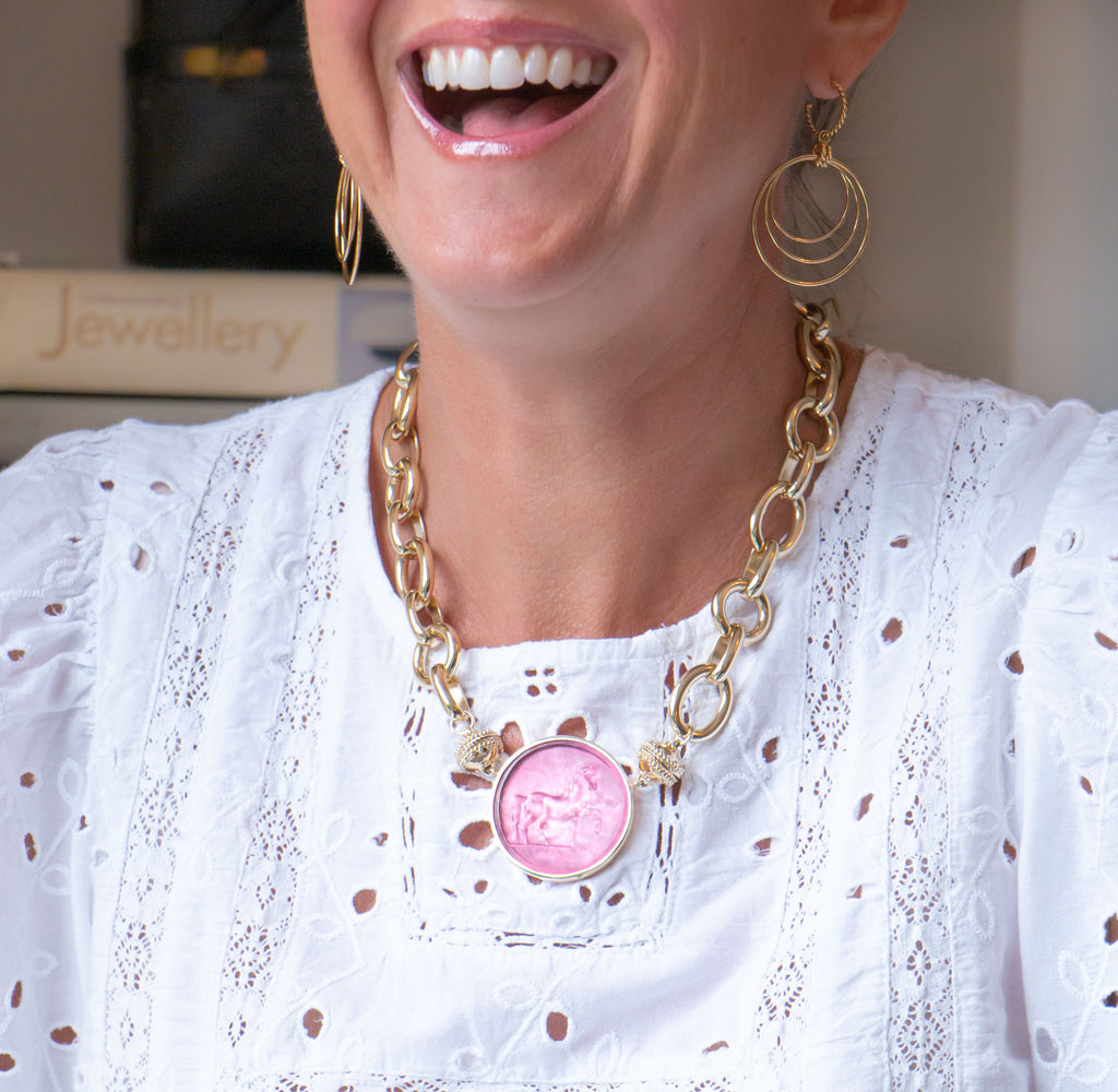 Classic Equine Watermelon Italian Glass Centerpiece